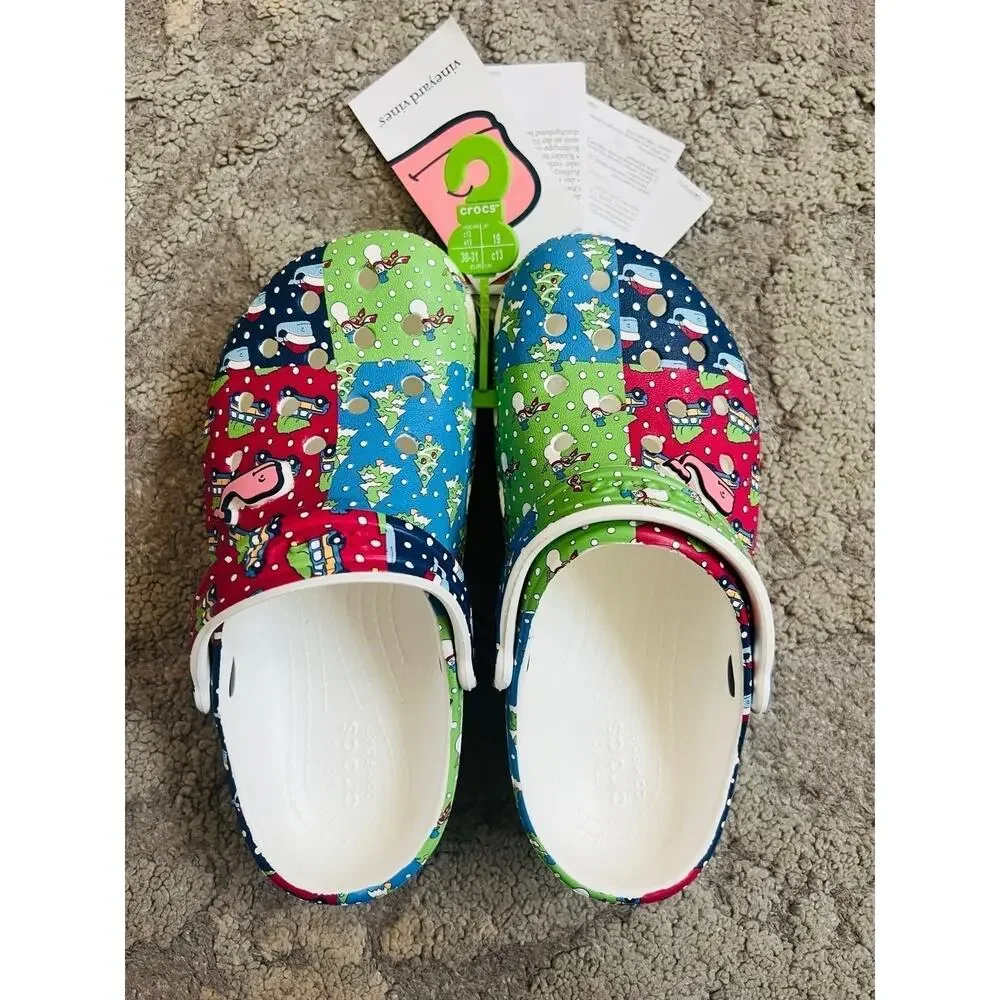 NWT❤️Crocs x Vineyard vines Holiday patchworks unisex clog toddler sz13